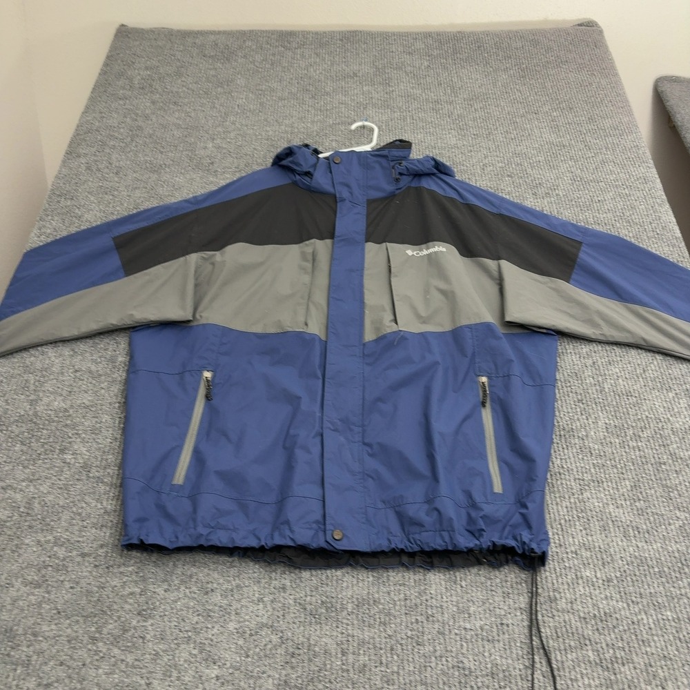 Columbia Jacket Mens XXL Blue Nylon Hooded Full Zip Gorpcore Outdoor Sporty